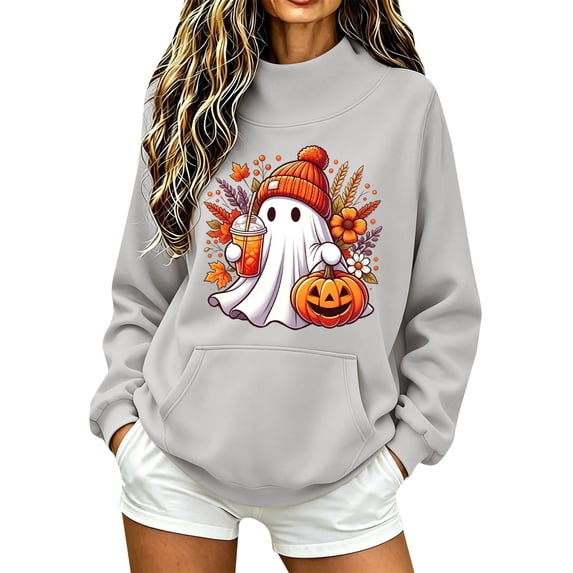 GZWYHT Halloween Crew Neck Sweatshirts Women Fall Tops for Women Soft Shirt Plus Size Sweatshirt Tennis Sweatshirts Thin Sweatshirts Crop Sweatshirt No Hood Long Sleeve Tops Teacher Shirts
