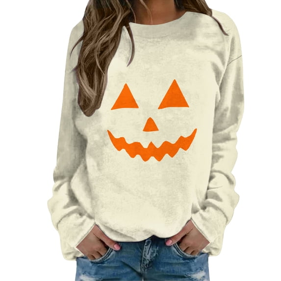 GZWYHT Halloween Crew Neck Sweatshirts Women Fall Tops for Women Tennis Sweatshirts Oversized Graphic Sweatshirt Loose Fit Tops Thin Sweatshirts Cute Sweatshirts Sports Fan Clothing Teacher Shirts