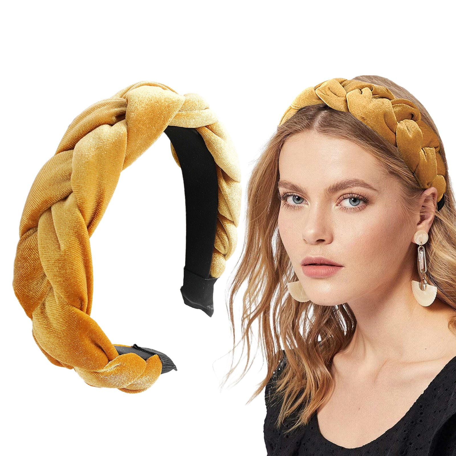 NWT French Braid Golden Padded Headband French Braid Band - HairUWear main image 2
