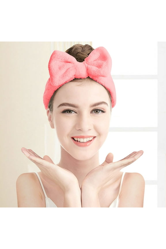 Headbands for Women,Hair Accessories Hydrotherapy Headband 1 Piece Bow Hairband Facial Makeup Headband Soft Coral Velvet Headband For Shower Face Wash Skincare Headband Watermelon red