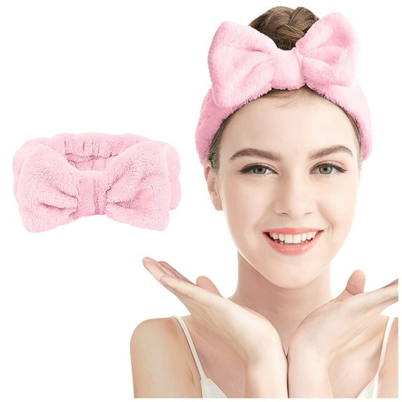 GZWYHT Headbands for Women,Hair Accessories Hydrotherapy Headband 1 Piece Bow Hairband Facial Makeup Headband Soft Coral Velvet Headband For Shower Face Wash Skincare Headband,Hair Bands Pink