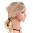 thumbnail image 1 of GZWYHT Headbands for Women,Hair Accessories Women 1920s Flapper Headband Black Feather Headpiece Rhinestone Hair Band Cocktail Head Accessories For Women Skincare Headband,Hair Bands,Hair Ties Pink, 1 of 1
