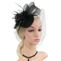 GZWYHT Headbands for Women,Hair Accessories Women's European Vintage Vening Banquet Feather Flower Hair Ornament Hat Hair Bands,Hair Ties,Workout Headbands Black