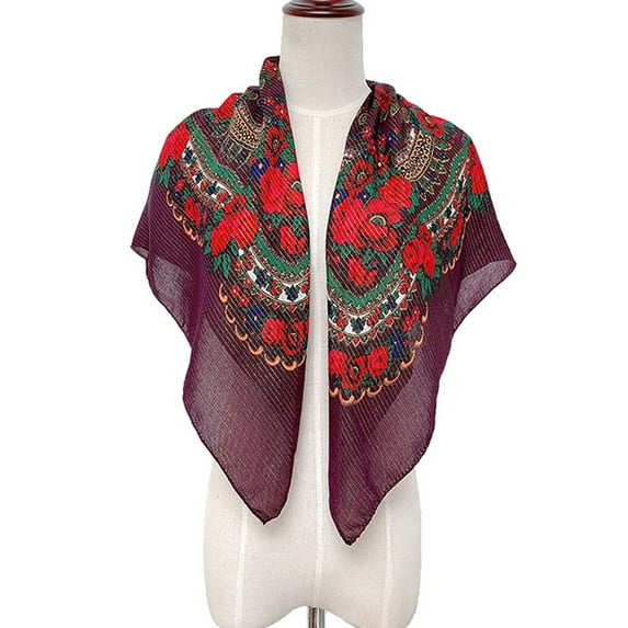 GZWYHT Headbands for Women,Hair Accessories women lady Muslim Flower print Folk-Custom Square scarf Wrap Shawl Travel Scarve Hair Bands,Head Scarf,Hair Ties Multicolor S
