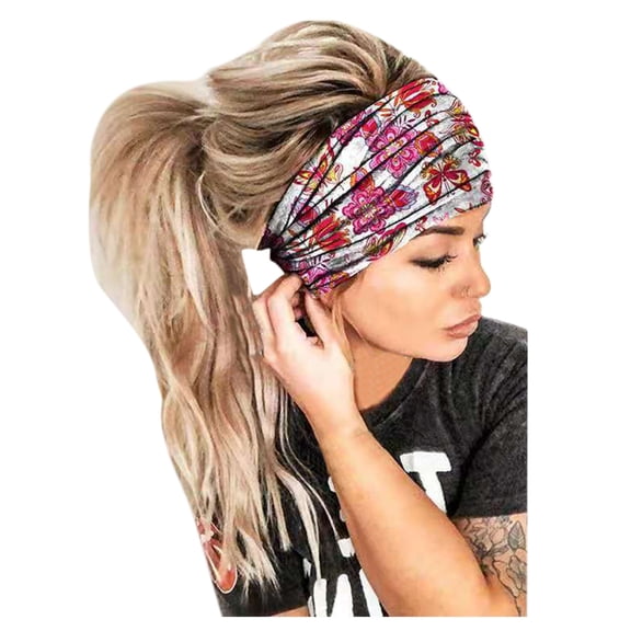 GZWYHT Headbands For Women，Plain No Teeth Thick Hoops Hair Accessories Yoga Workout Running Knotted Turban Floral Elastic Head Wrap Thick African Headband