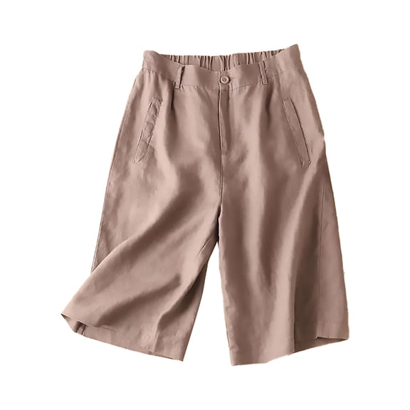 GZWYHT High Waisted Shorts Shorts for Women Cotton And Linen Casual Trousers Thin Elastic High Waist Women's Shorts Cotton Shorts Lounge Pants Women Khaki XL