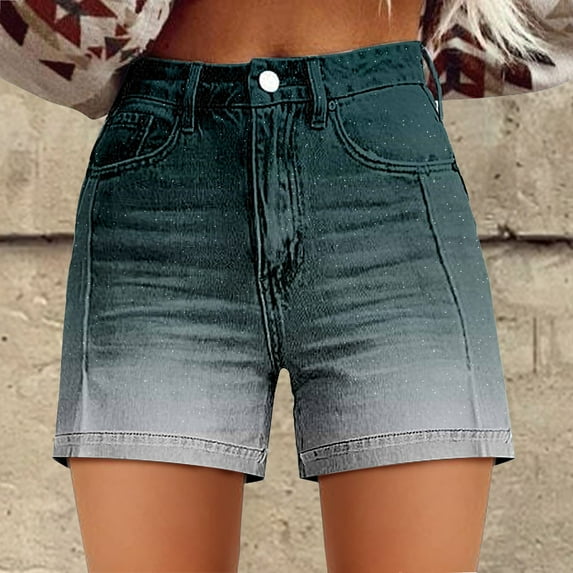 GZWYHT Jean Shorts Shorts for Women Womens Casual High Waist Denim Shorts Relaxed Fit ArtRetro Printed Floral Shorts With Pockets Running Shorts Lounge Pants Women Navy L