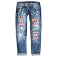 thumbnail image 1 of GZWYHT Jeans for Women,Baggy Jeans,Women High Waist Skinny Stretch Ripped Jeans Sunflower Patch Straight Leg Denim Pants With Pockets,High Waisted Pants,Pants for Women,Palazzo Pants,A,3XL, 1 of 4