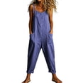 thumbnail image 1 of GZWYHT Jumpsuits For Women Sleeveless Rompers Wide Leg Pants Summer Flowy Rompers For Women Loose Overalls For Women Blue XL, 1 of 6