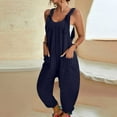 thumbnail image 1 of GZWYHT Jumpsuits for Women Overalls for Women Women Casual U Neck Sleeveless Jumpsuits Spaghetti Strap Baggy Overalls Pants With Pocket Rompers for Women Womens Rompers for Summer Navy S, 1 of 6