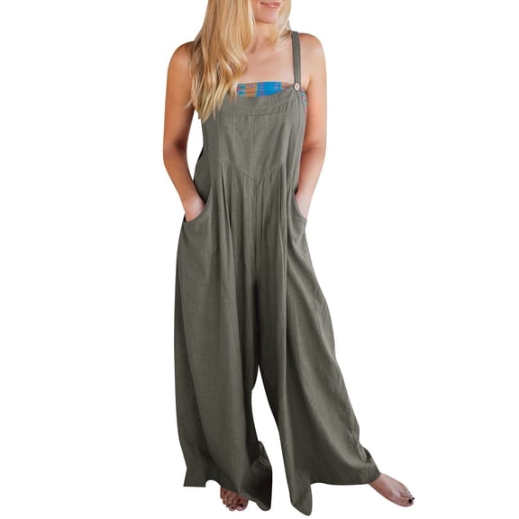 GZWYHT Jumpsuits for Women Overalls for Women Women's Summer Loose Sleeveless Overalls With Suspender Jumpsuit Rompers for Women Womens Rompers for Summer Q XXL