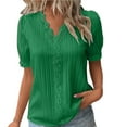thumbnail image 1 of GZWYHT Lace Elegant Shirt，Trendy Spring Tunic Tshirts Summer Tunic Soft Shirts Dressy Casual Shirts Fashion Solid Color Blouse Plus Size Tops V Neck Short, 1 of 4
