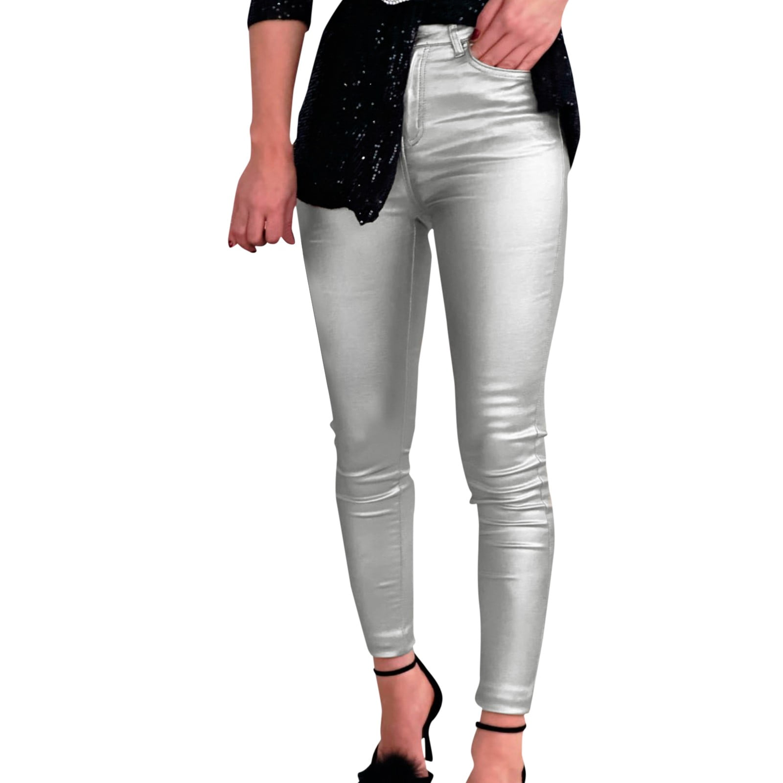GZWYHT Leggings for Women,Petite Pants,Women's Sexy Mid Waist Faux ...