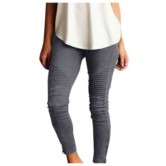 GZWYHT Leggings for Women,Petite Pants,Womens Large Multi Color Fashion Casual Slim Fitting Solid Color Elastic Pants With Pockets,Tights for Women,Pants for Women,Work Pants,Grey,M