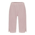 thumbnail image 1 of GZWYHT Linen Bermuda Shorts For Women，High Waisted Loose Fit Casual Pull On Short Pants Knee Length Long Linen Shorts Trendy Casual Summer Beach Outfits Cotton Linen Sh，Red S, 1 of 8
