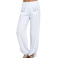 thumbnail image 1 of GZWYHT Linen Pants,Wide Leg Pants,Solid Loose Pants Casual Women Fashion Trouser Buttons Leg Cotton Wide And Plus Size Pants,Flowy Pants,High Waisted Pants,Baggy Pants,White,S, 1 of 9