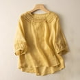thumbnail image 1 of GZWYHT Linen Shirts For Women，Solid Shirts Casual Summer Loose Fit Trendy Outfits Crewneck Short Sleeve Beach Shirt Trendy Boho Outfits Linen Cotton Plus Size, 1 of 6