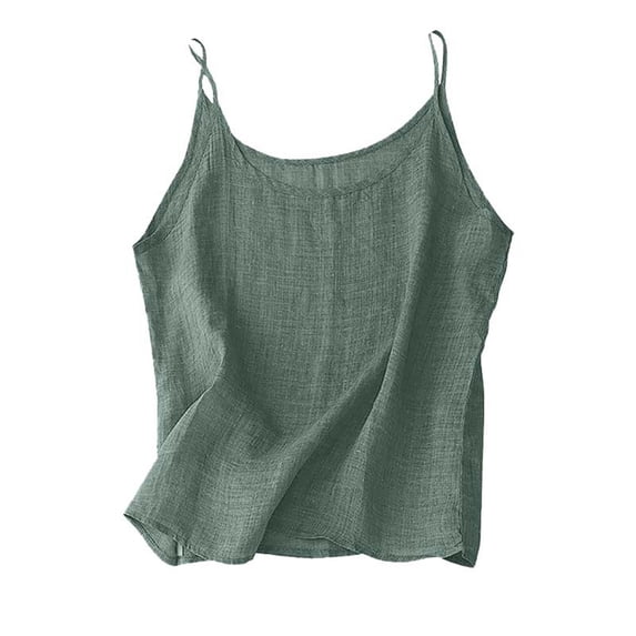 GZWYHT Linen Tank Tops For Women,Basic Tees for Women Spaghetti Strap Tank Top Workout Tank Tops Woman Crew Neck Tank Tops for Women Camisole Tops for Women Green L