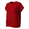 thumbnail image 1 of GZWYHT Linen Tops for Women Short Sleeve Kangaroo Pocket T-Shirt Crewneck Sweatshirts Lightweight Casual Athletic Work Tee Red L, 1 of 7