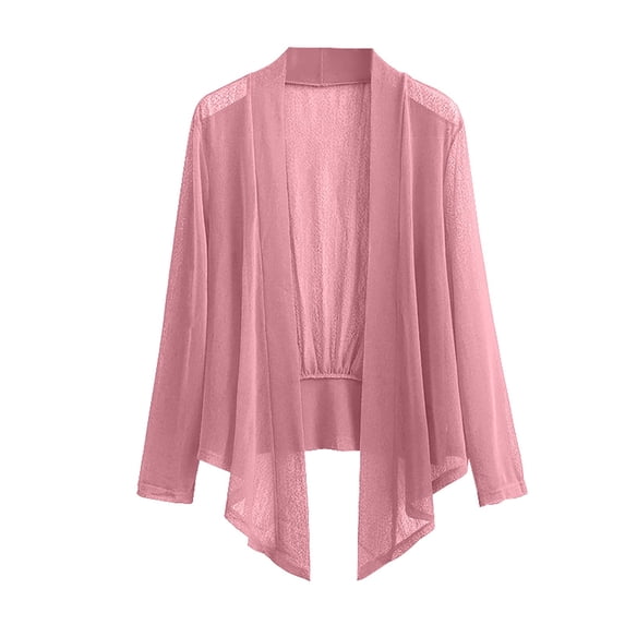 GZWYHT Long Sleeve Cardigan for Women Flowy Cardigan Shrugs for Women Cardigan Sweaters Womens Long Cardigan Thin Cardigans for Women Draped Ruffles Cardigan Pink 6XL