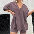 thumbnail image 1 of GZWYHT Lounge Sets for Women Comfy Sets for Women Clothing Womens Pajamas T Shirts Tops Shorts Set Workout Reversible Tracksuit Two Piece Sets for Women Two Piece Sets for Women Summer Purple XL, 1 of 4