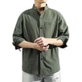 thumbnail image 1 of GZWYHT Mens Casual Button Down Shirts,Mens Shirts Men's Casual Solid Half Sleeve Cotton Linen Shirt Button Turn-Down Collar Shirt Big And Tall Shirts,Workout Shirts Army Green XL, 1 of 9