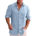 thumbnail image 1 of GZWYHT Mens Casual Button Down Shirts,Mens Shirts Men's Long Sleeve Loose Solid Color Shirt Lapel Casual Shirt Long Sleeve Shirts,Big And Tall Shirts Blue XL, 1 of 3