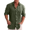 thumbnail image 1 of GZWYHT Mens Casual Button Down Shirts,Mens Shirts Men's Long Sleeve Loose Solid Color Shirt Lapel Casual Shirt Long Sleeve Shirts,Big And Tall Shirts Green 3XL, 1 of 3