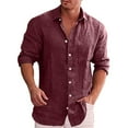 thumbnail image 1 of GZWYHT Mens Casual Button Down Shirts,Mens Shirts Men's Long Sleeve Loose Solid Color Shirt Lapel Casual Shirt Long Sleeve Shirts,Big And Tall Shirts Red XL, 1 of 3