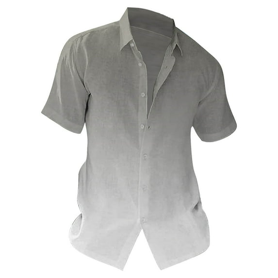 GZWYHT Mens Casual Button Down Shirts,Mens Shirts Men's Summer Beach Shirt Casual Short Sleeved Overcoat Loose Big And Tall Shirts,Hawaiian Shirt Grey XL