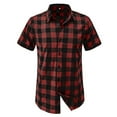 thumbnail image 1 of GZWYHT Mens Casual Button Down Shirts,Mens Shirts Spring And Fall Casual Single Breasted Shirt Men's Short Sleeved Plaid Shirt Big And Tall Shirts,Workout Shirts Red L, 1 of 1