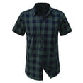 thumbnail image 1 of GZWYHT Mens Casual Button Down Shirts,Mens Shirts Spring And Fall Casual Single Breasted Shirt Men's Short Sleeved Plaid Shirt Big And Tall Shirts,Workout Shirts Green M, 1 of 5