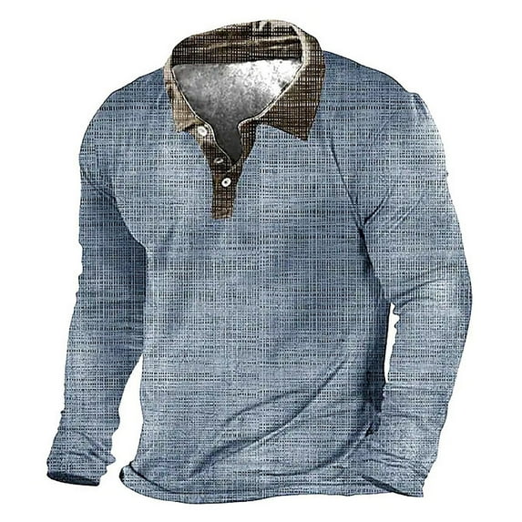 GZWYHT Mens Polo Shirts,Mens Shirts Men'S Casual Fashion Button Lapel Long Sleeved Shirt Long Sleeve Shirts,Big And Tall Shirts Blue XL
