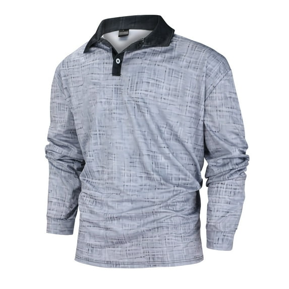 GZWYHT Mens Polo Shirts,Mens Shirts Men'S Casual Fashion Button Lapel Long Sleeved Shirt Long Sleeve Shirts,Big And Tall Shirts Grey 6XL