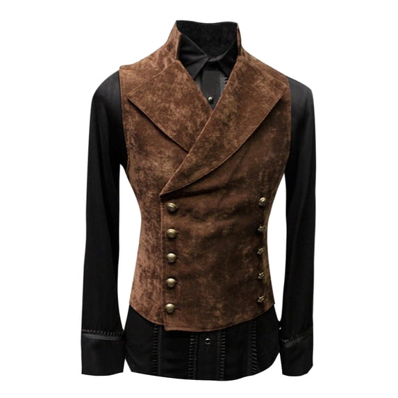GZWYHT Mens Polo Shirts,Mens Shirts Men's Retro Collar Solid Color Button Vest Mens Dress Shirts,Long Sleeve Shirts Brown L