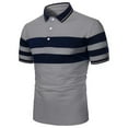 thumbnail image 1 of GZWYHT Mens Polo Shirts,Mens Shirts Striped Men'S Clothing Splicing Fashion Casual Lapel Short Sleeved Men'S Top Big And Tall Shirts,Workout Shirts Grey XXL, 1 of 2