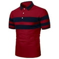thumbnail image 1 of GZWYHT Mens Polo Shirts,Mens Shirts Striped Men'S Clothing Splicing Fashion Casual Lapel Short Sleeved Men'S Top Big And Tall Shirts,Workout Shirts Red S, 1 of 2