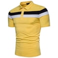 thumbnail image 1 of GZWYHT Mens Polo Shirts,Mens Shirts Striped Men'S Clothing Splicing Fashion Casual Lapel Short Sleeved Men'S Top Big And Tall Shirts,Workout Shirts Yellow S, 1 of 2