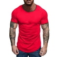 thumbnail image 1 of GZWYHT Mens T-Shirts,Compression Shirt Men's Summer Sports Fitness Stitching Round Neck Short Sleeve T-shirt Top Tshirts Shirts,Workout Shirts Red XL, 1 of 9