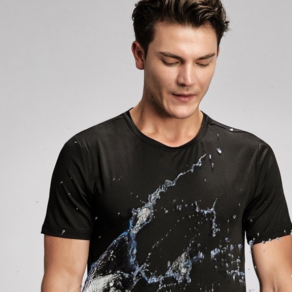 GZWYHT Mens T-Shirts,Tshirts Shirts Men Waterproof Breathable Anti-Fouling T-shirt Short Sleeve Cycling Hydrophobic Workout Shirts,Men Clothing Black L