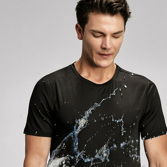 Mens T-Shirts,Tshirts Shirts Men Waterproof Breathable Anti-Fouling T-shirt Short Sleeve Cycling Hydrophobic Workout Shirts,Men Clothing Black M
