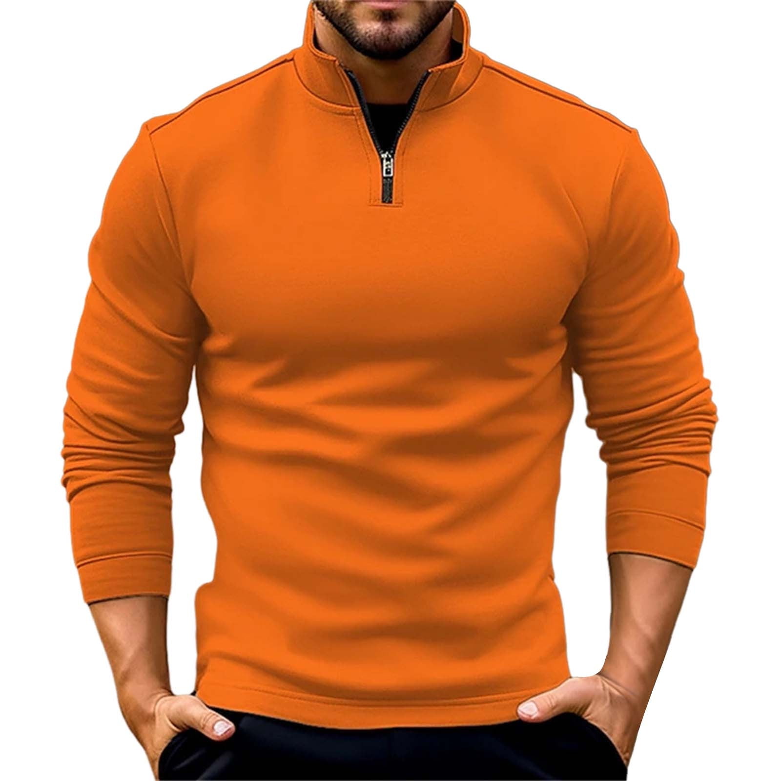 GZWYHT Mænds T-Shirts,Tshirts Skjorter Mænds Mode Forår og Efterår Casual Langærmet Zipper Solid Farve Langærmet T-Shirt Top Workout Skjorter, Mænds Beklædning Rød XL