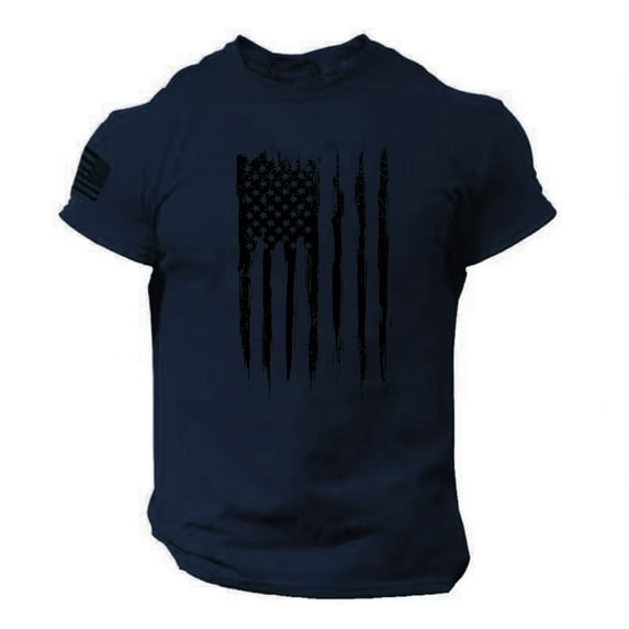 GZWYHT Mens T-Shirts,Tshirts Shirts Summer Men'S Us Flag Logo Casual Fitness 3d Printed Short Sleeved T Shirt Workout Shirts,Men Clothing Navy M
