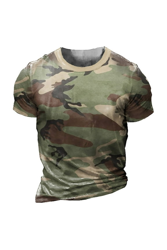 Mens T-Shirts,Tshirts Shirts Summer Round Neck Camo Breathable Comfortable Pullover Short Sleeve T Shirt Workout Shirts,Camo Shirt Army Green XXL