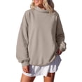 thumbnail image 1 of GZWYHT Mock Neck Sweatshirt Women Blank Mock Neck Sweatshirt Oversized Mock Neck Sweatshirt Pullover Sweaters for Women Long Sleeve Sweatshirt Long Sleeve Turtleneck Tops Brown XL, 1 of 9