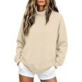 thumbnail image 1 of GZWYHT Mock Neck Sweatshirt Women Oversized Mock Neck Sweatshirt Cowl Neck Tops Fall Clothes Funnel Neck Sweatshirt High Neck Sweatshirt Hiking Clothes for Women Fashion Clothing Beige L, 1 of 9