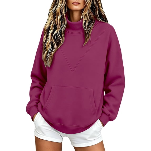 GZWYHT Mockneck Sweatshirt Pullover Sweaters for Women Fashion Clothing Plus Size Mock Neck Sweatshirt Cute Clothes Fall Clothes Plain Mock Neck Sweatshirt Cowl Neck Tops Red 2XL