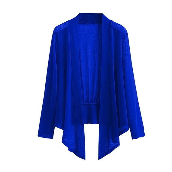 GZWYHT Open Front Cardigan for Women Ruffle Cardigans for Women Shrugs for Women Lightweight Summer Cardigan Dress Cardigan for Women Draped Ruffles Cardigan Blue 4XL