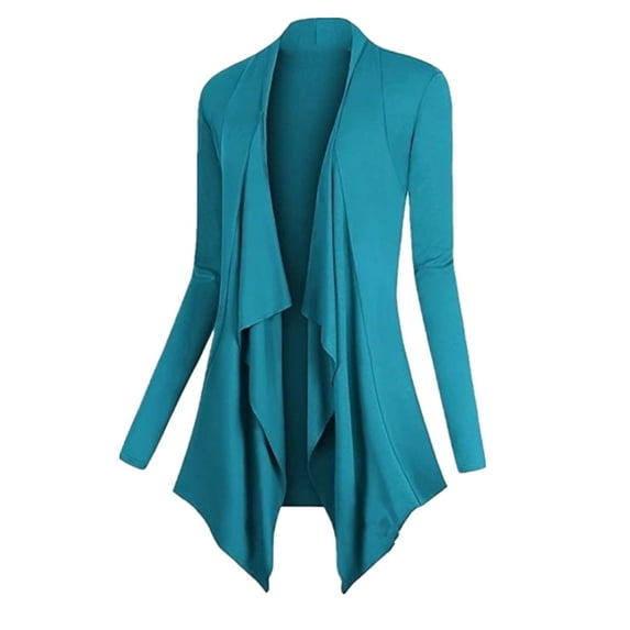 GZWYHT Open Front Cardigan for Women Shrugs for Women Ruffle Cardigans for Women Plus Size Cardigan for Women Cardigan Sweaters Flowy Cardigan Draped Ruffles Cardigan Blue M