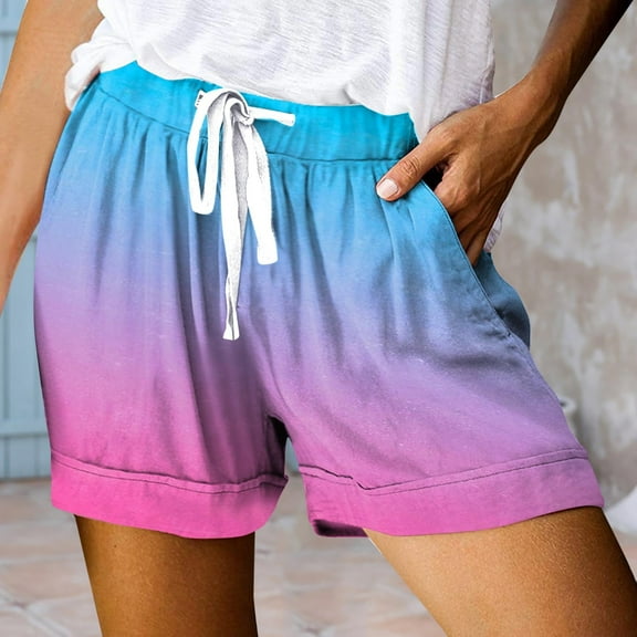 GZWYHT Palazzo Pants High Waisted Shorts Ladies Casual Drawstring Shorts Summer Elastic Belt Shorts Pockets Shorts for Women Lounge Pants Women Pink M